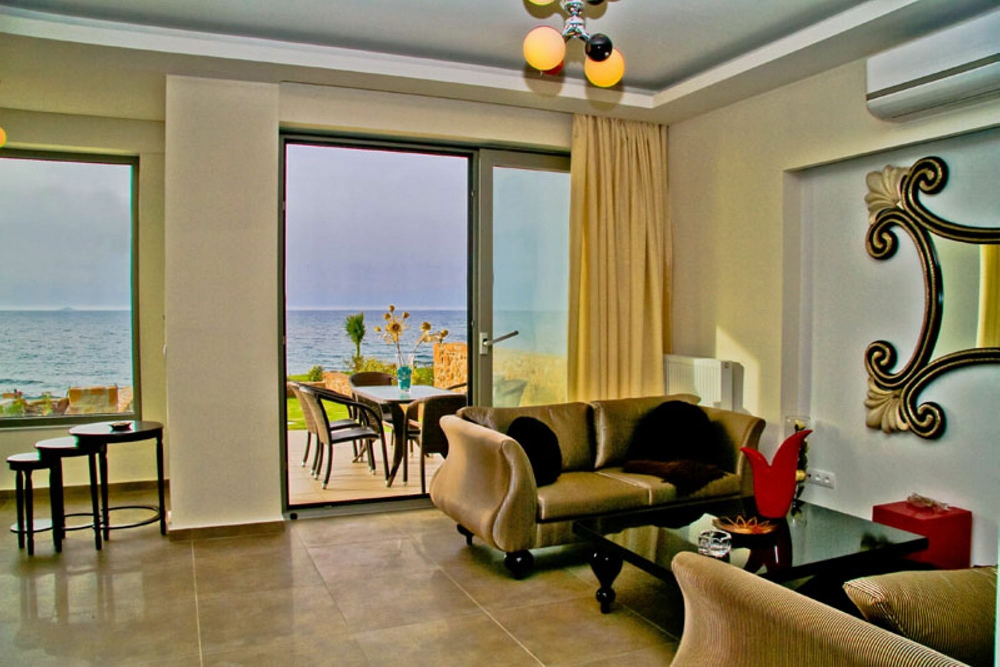 Sea View Beachfront Villa Peri Gouves Bagian luar foto